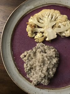 Vegan Mushroom Risotto and Cauliflower Steak