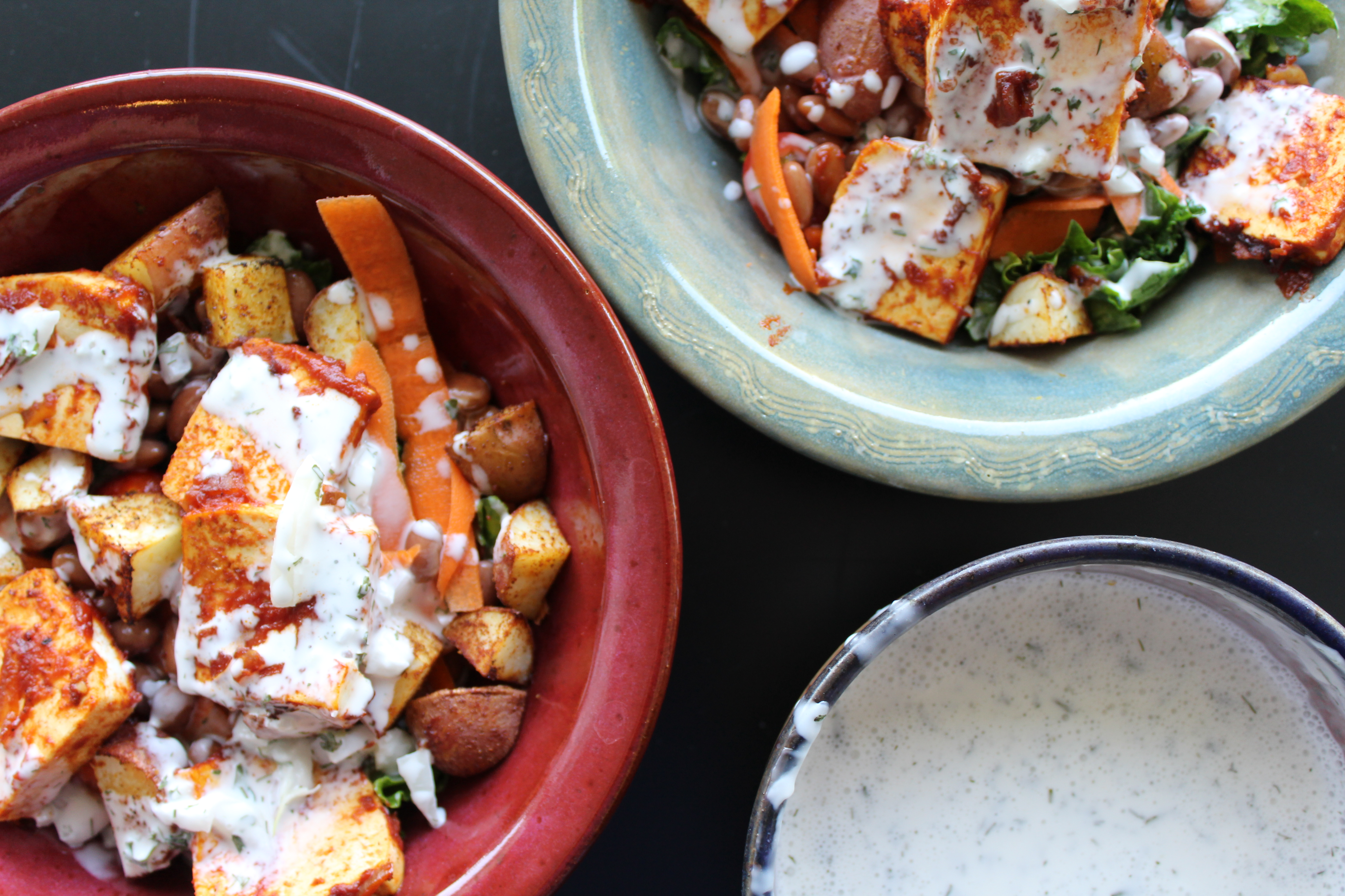 Vegan BBQ Tofu with Vegan Ranch Dressing